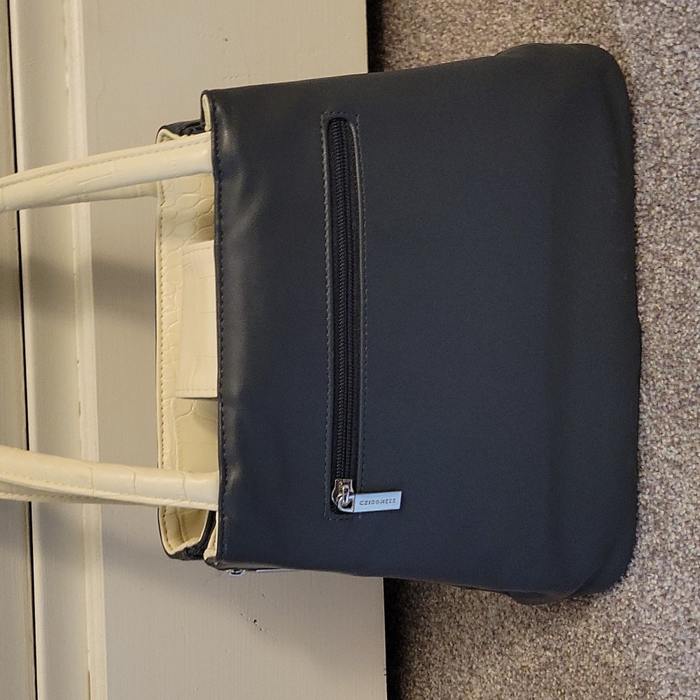Navy blue and white reversible purse